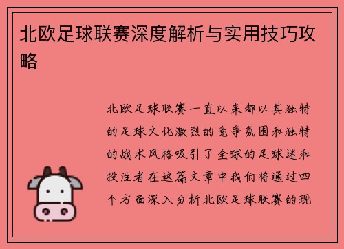 北欧足球联赛深度解析与实用技巧攻略
